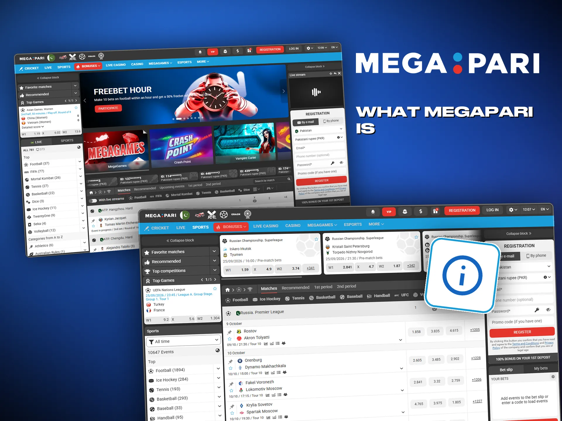 Leagues and tournaments from around the world are open on Megapari
