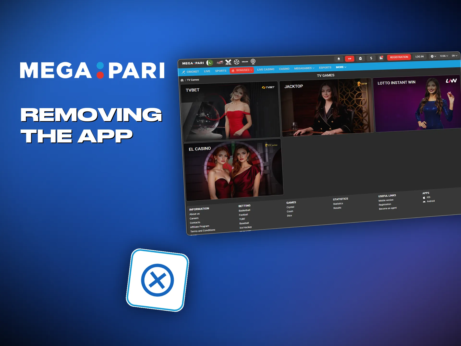 Deleting the Megapari app from Android or iOS