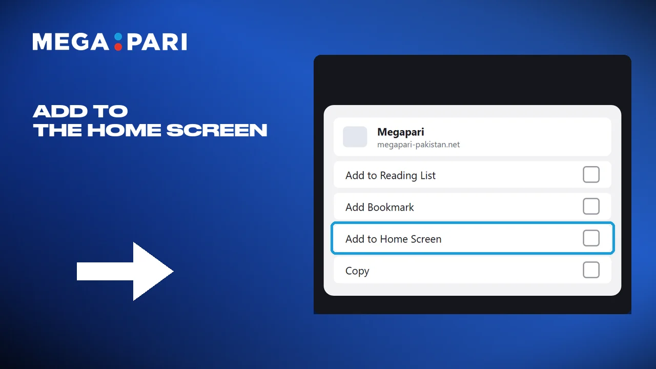 Adding Megapari to the home screen