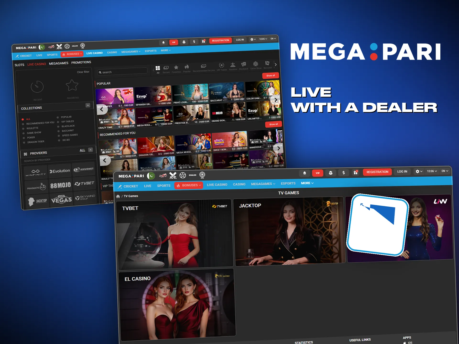 Live casino on Megapari: a dealer on camera and a chat box