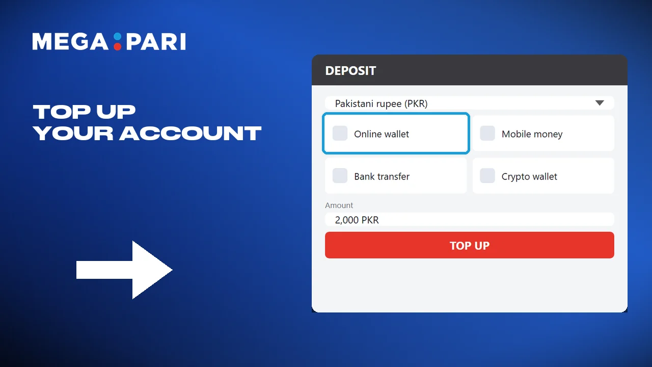 Pick a payment method and put money on the account