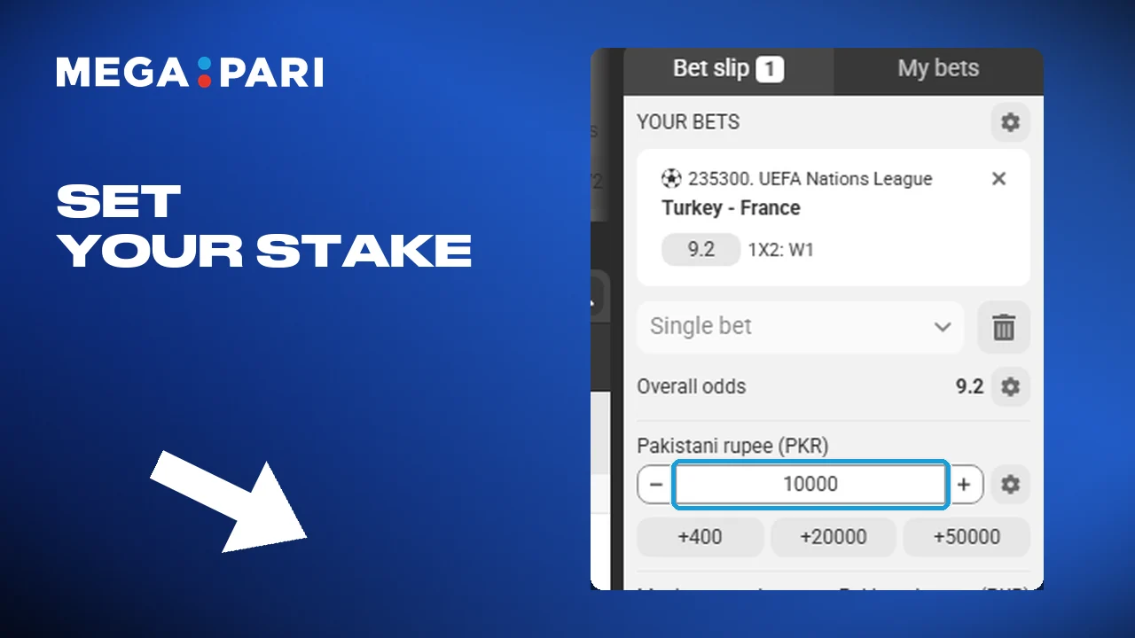 Take the odds you want and set the stake