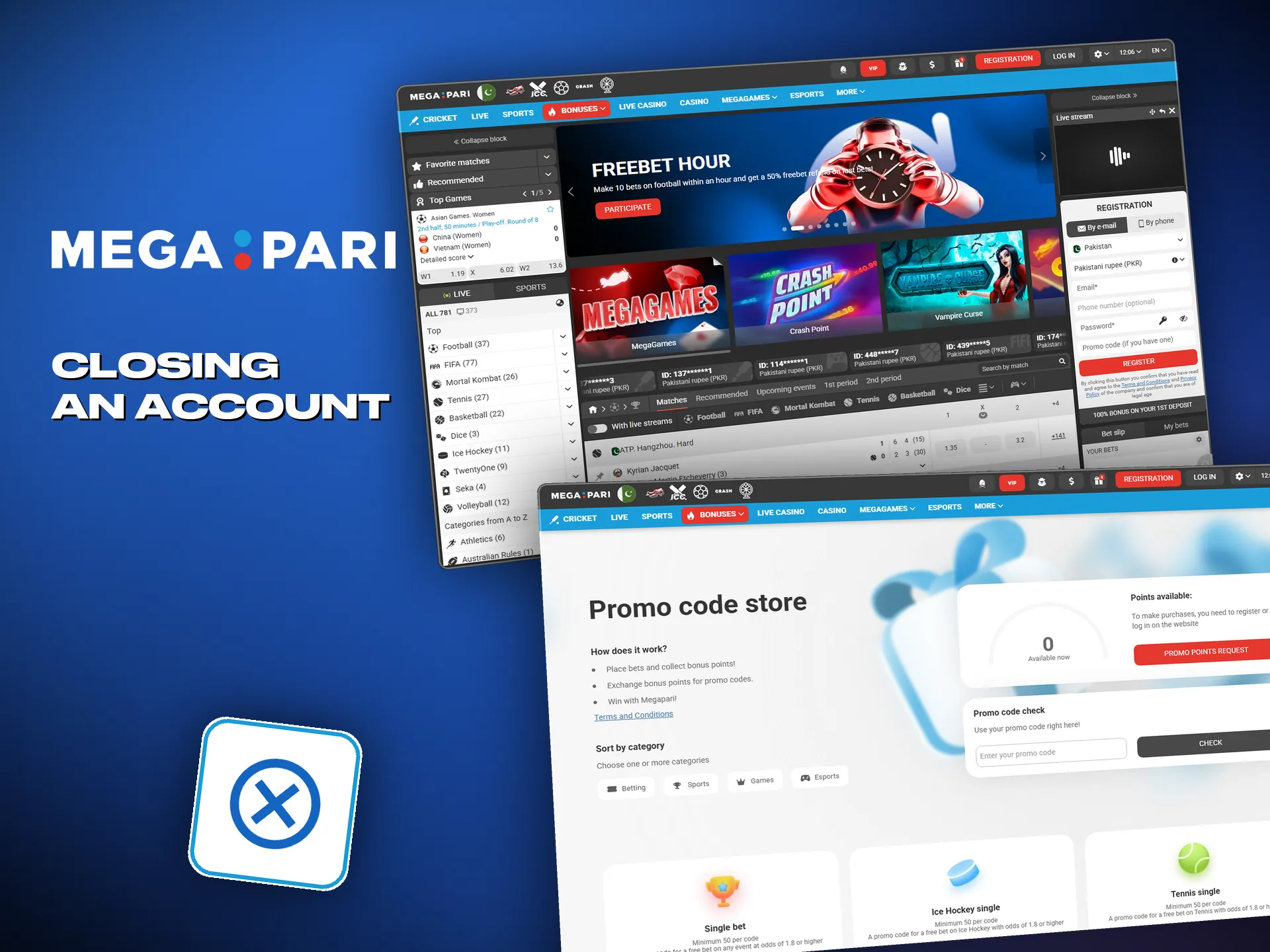 Closing the account starts in the settings menu